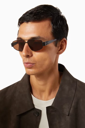 Triomphe Irregular Sunglasses in Metal