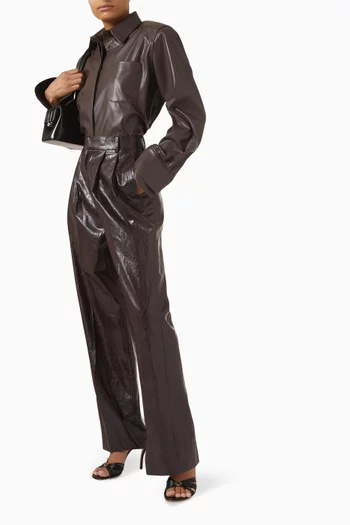 Boxy Crop Shirt in Vegan-leather