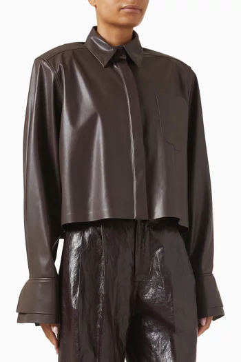 Boxy Crop Shirt in Vegan-leather