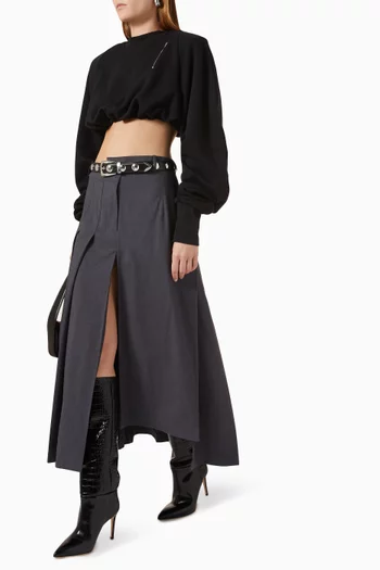 Half Pleated Midi Skirt