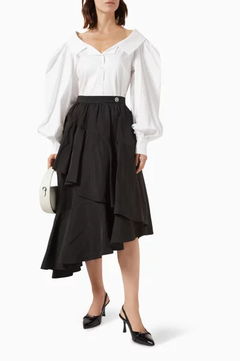 Off-shoulder Shirt in Cotton