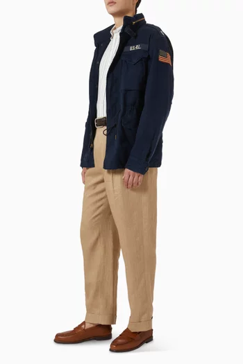 Embroidered-patch Bomber Jacket in Cotton