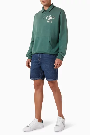 سويت شيرت بسحّاب قصير بشعار الماركة قطن