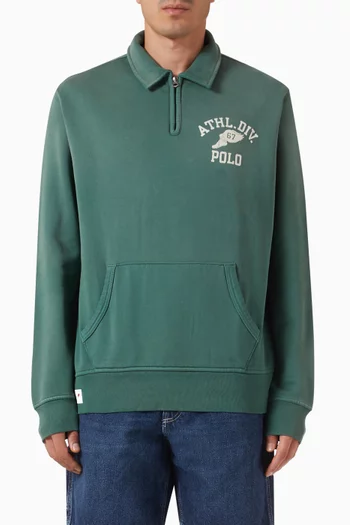 سويت شيرت بسحّاب قصير بشعار الماركة قطن