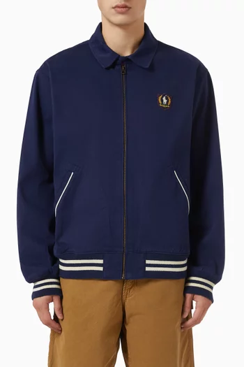 Logo Embroidered Baseball Jacket in Cotton