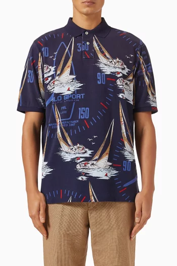 Nautical Polo Shirt in Cotton-mesh