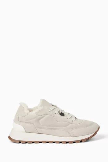 Shearling-lined Sneakers in Suede