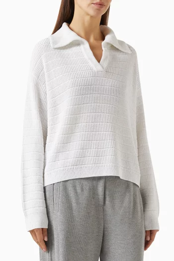 Diamond-knit Polo Shirt in Cotton Blend