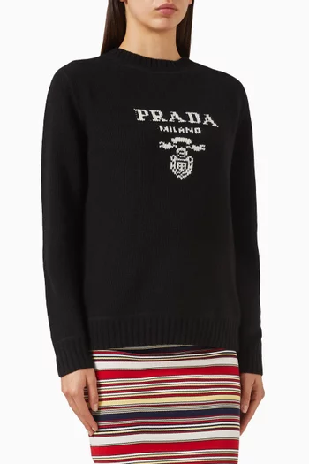Logo Crewneck Sweater in Wool-blend