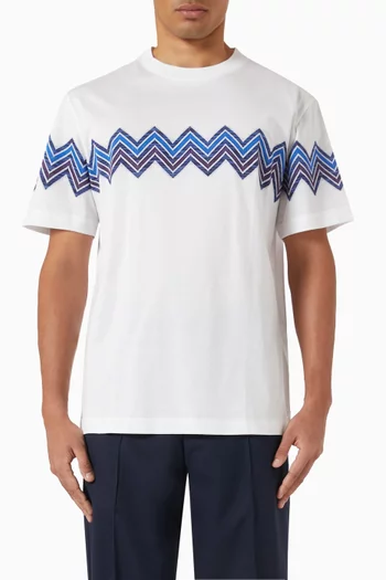 Maxi Chevron-insert T-shirt in Cotton Jersey