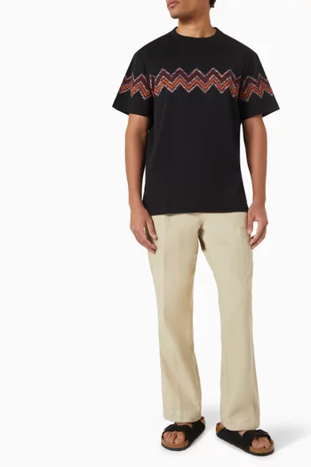 Maxi Chevron-insert T-shirt in Cotton Jersey