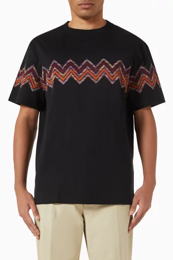 Maxi Chevron-insert T-shirt in Cotton Jersey
