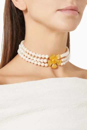 Miyabi Pearl Choker in 24kt Gold-plated Brass
