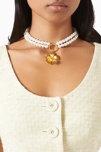 Sora Pearl Necklace in 24kt Gold-plated Brass