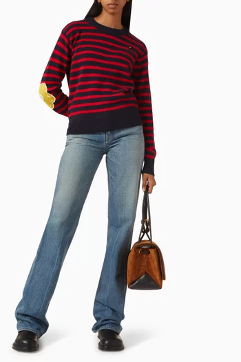 Joy Striped Crew Neck Sweater in Wool-blend Knit