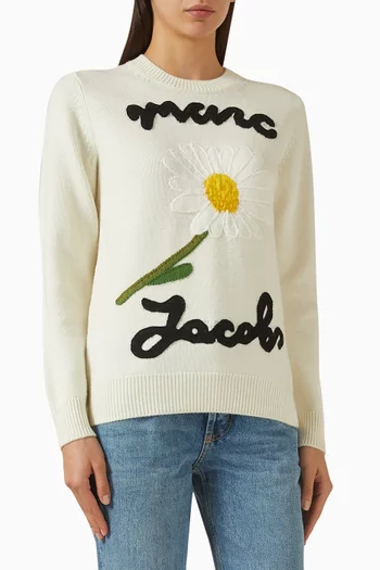 Marc is Joy Jacquard Crew Neck Sweater in Merino Wool