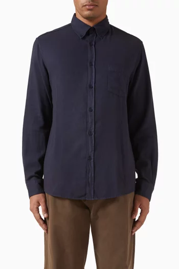 Button Down Flannel Shirt in Cotton