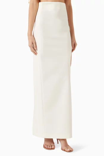 تنورة بقصة مستقيمة مزينة بفتحة مزيج نايلون