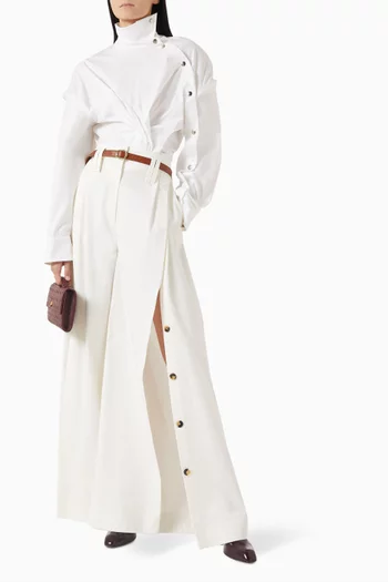 Asymmetric Collar Shirt in Cotton Blend