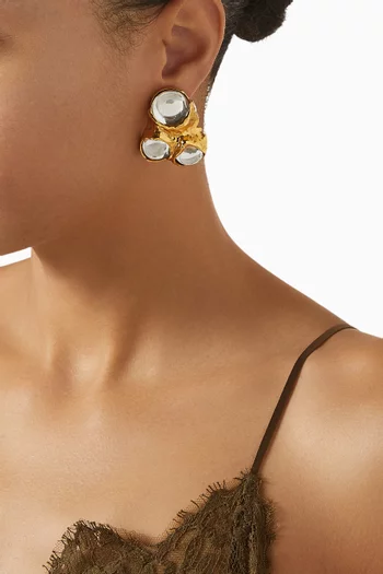 Bubble Cabochon Earrings in Gold-tone Metal