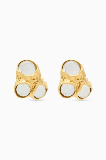 Bubble Cabochon Earrings in Gold-tone Metal