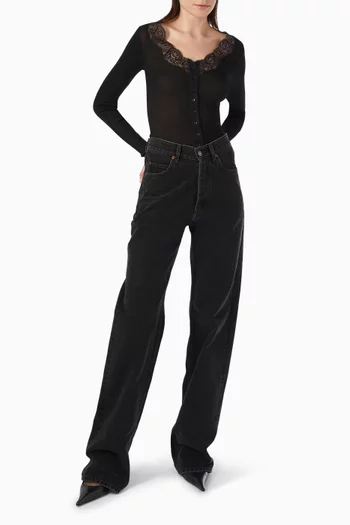 V-waist Baggy Jeans in French Denim