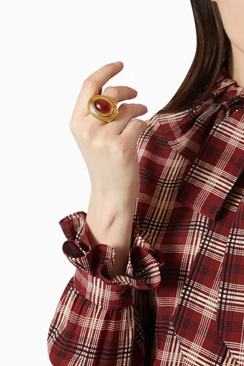 Cabochon Agate Dome Ring in Metal