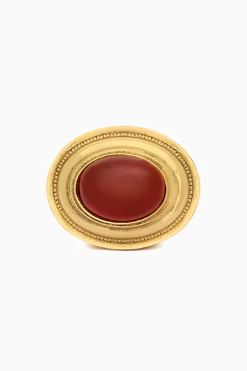 Cabochon Agate Dome Ring in Metal