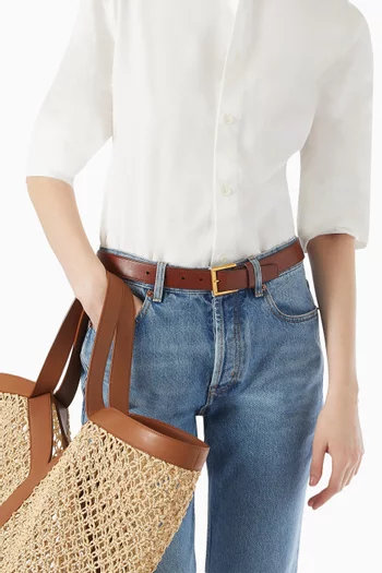 Rectangular Buckle Belt in Leather