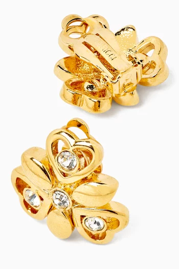 Rediscovered 1980s Vintage Crystal Clip Earrings in 22kt Gold-plated