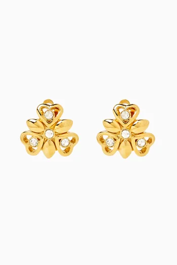 Rediscovered 1980s Vintage Crystal Clip Earrings in 22kt Gold-plated
