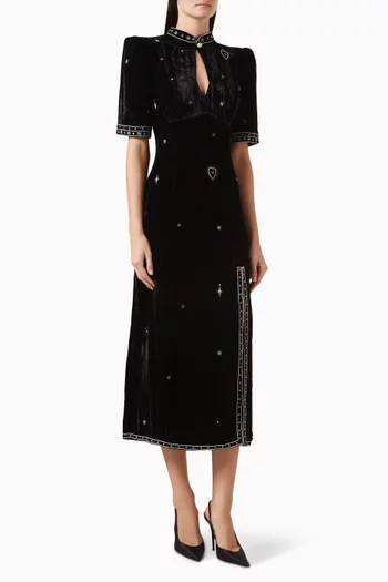 Evie Embellished Dress in Velvet