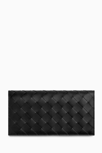 Long Wallet in Intrecciato Leather