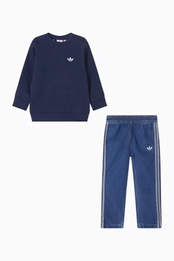 Logo Sweatshirt & Jeans Set in Cotton