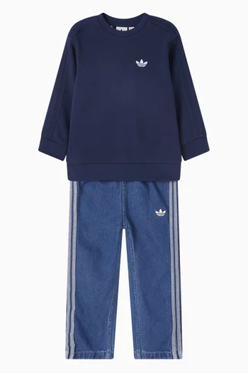 Logo Sweatshirt & Jeans Set in Cotton