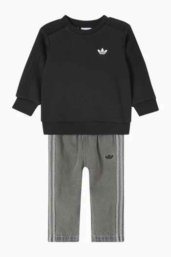 Logo Graphic Set in Cotton Denim