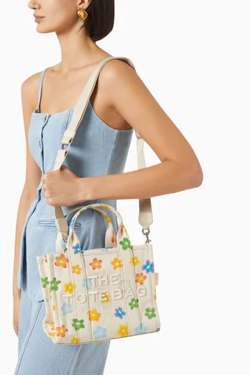 The Small Tote Bag in Wild Daisy-printed Canvas