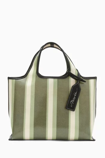 Mini Dual Striped Market Tote in Coated Canvas