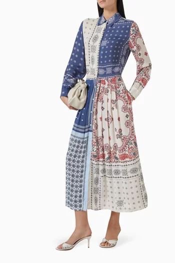 Zuai Printed Midi Dress in Viscose Crepe de Chine