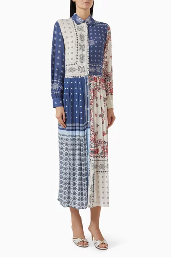 Zuai Printed Midi Dress in Viscose Crepe de Chine