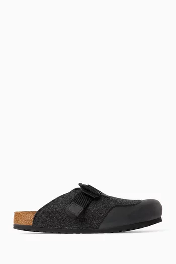 Boston Nova Clog Sandals in Felt & Nubuck Leather