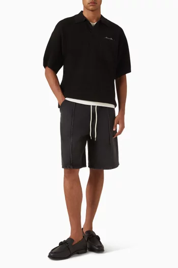 Drawcord Wide-leg Shorts in Denim