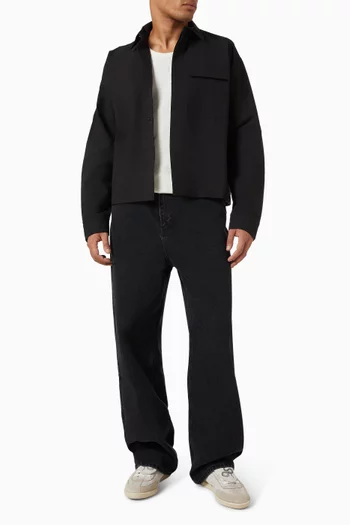 قميص بنمط جاكيت سيرساكر مزيج كتان