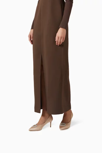 حذاء كلاسيك نوفي ببروش مرصع بالكريستال وكعب 70 مم ستان