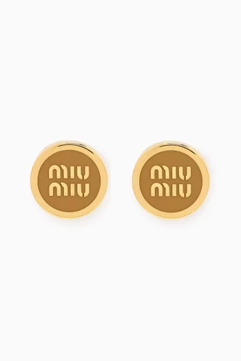 Enameled Logo Stud Earrings