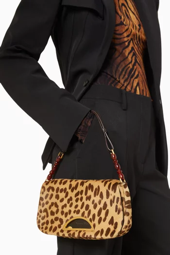 Leopard Shoulder Bag in Pony Hair & Leather