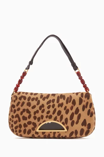 Leopard Shoulder Bag in Pony Hair & Leather