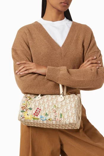 Small Boston Bag in Canvas & Leather