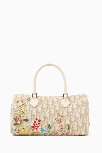 Small Boston Bag in Canvas & Leather