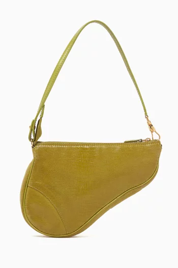 Trotter Saddle Bag in Mock Lizard-coated Leather